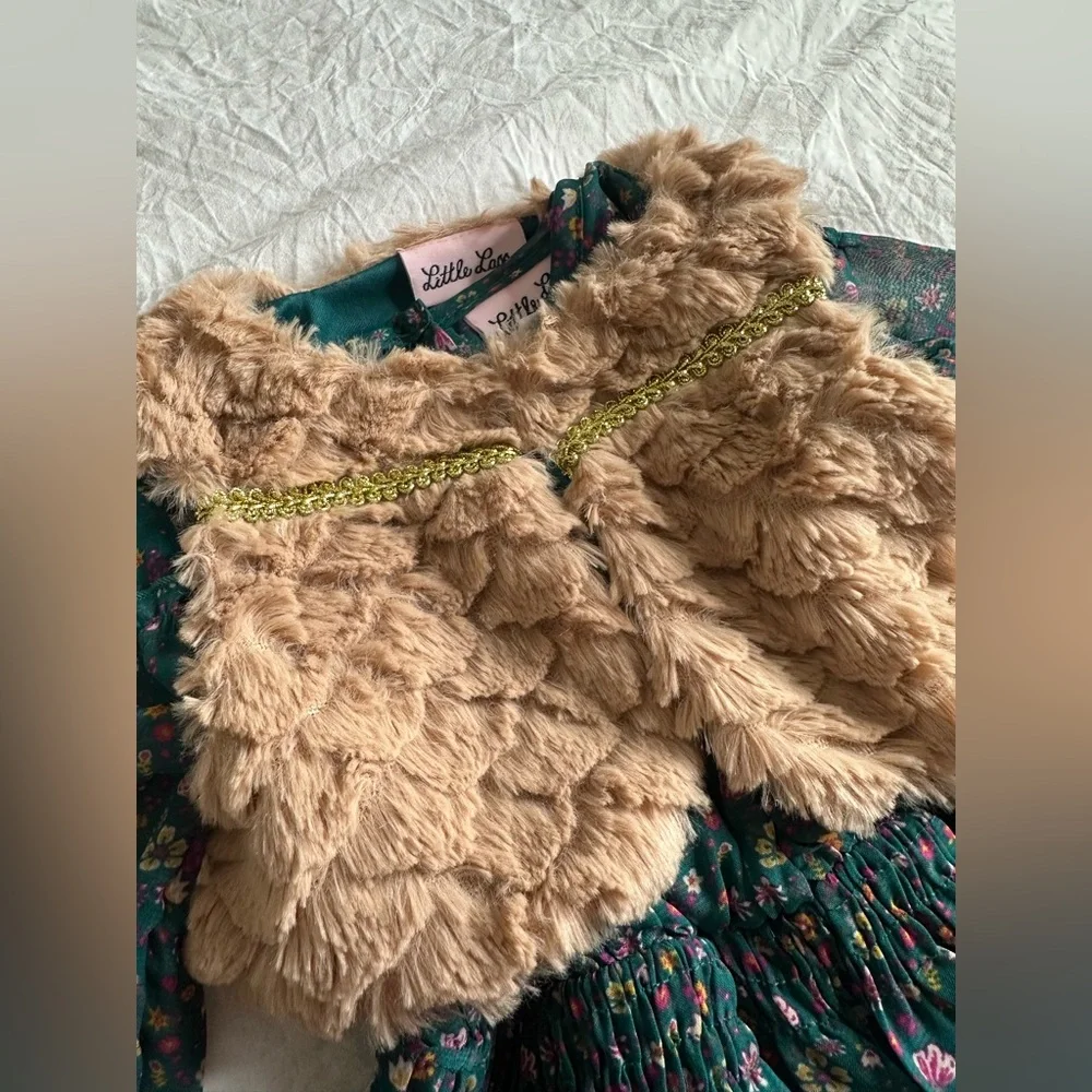 Green floral Dress with vest size 12 months